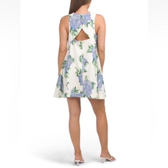 For Cynthia Hydrangea Floral Print Linen Blend Sleeveless Dress Womens Size XL - Picture 2 of 7